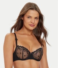 Simone Perele Delice Demi Cup Unlined Underwire Bra Women's 32B Gem Black