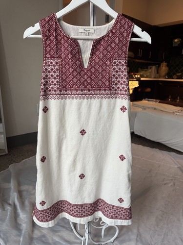 MADEWELL STITCH MOSAIC SHIFT DRESS SZ 2 Or Xs MINI BOHO Ethnic Embroidered  FOLK