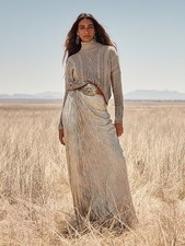 RALPH LAUREN COLLECTION Purple Label Duvall Metallic Pliss Maxi Skirt NWT 2