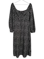 All In Favor Dress Womens Medium Black Floral Smocked Square Neck Maxi Boho