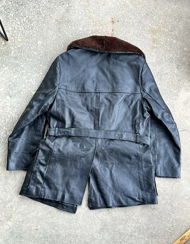Vintage Leather Belted Barnstormer Coat Aviation Old War Jacket Removable Collar image 3