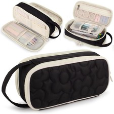 Pencil Case For GirlsFlower Quilted Large Capacity Pencil Pouch With 2 Compar...