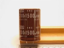 2 Nippon Chemi-Con KMG Series 1500uF 200V 105°C Snap-In Electrolytic Capacitors