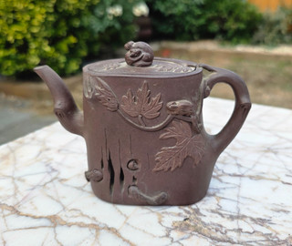 Chinese Antique Yixing Teapot Squirrel & tree Design 18th / 19th century unusual