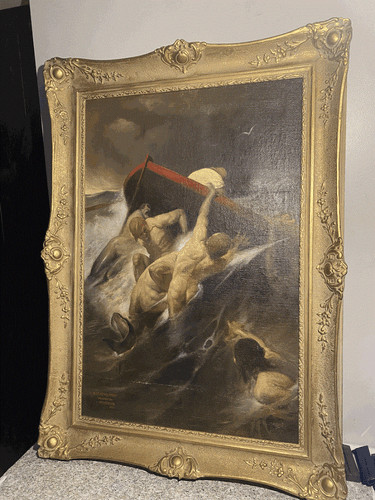 1921 Painting by Szentagotay after Benczur 43 x 31 inch framed -'Paranormal Man'