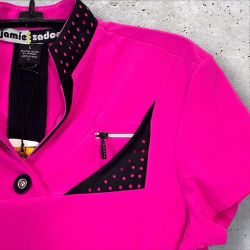 Jamie Sadock Golf Polo Top Womens Small Hot Pink Black Pickleball NWT - Picture 6 of 13