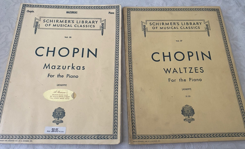 2 vol Chopin Schirmer’s Library Piano Sheet Music Preludes Waltzes vol 27/28