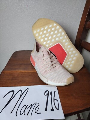   sz 10 woman's Adidas NMD R1 STLT Primeknit Running Shoes Linen Pink CQ2030 
