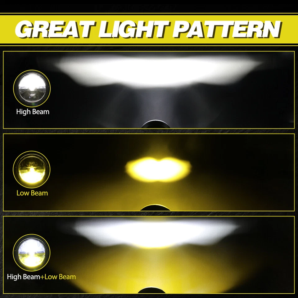 Par de luces antiniebla LED redondas de 4 pulgadas lámpara de conducción para parachoques Jeep Wrangler JK TJ LJ Foto 4 de 4