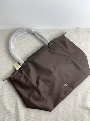 LONCHAM Terra Long C Plage Tote Bag Large in Mud Brown with Horse Embroidery