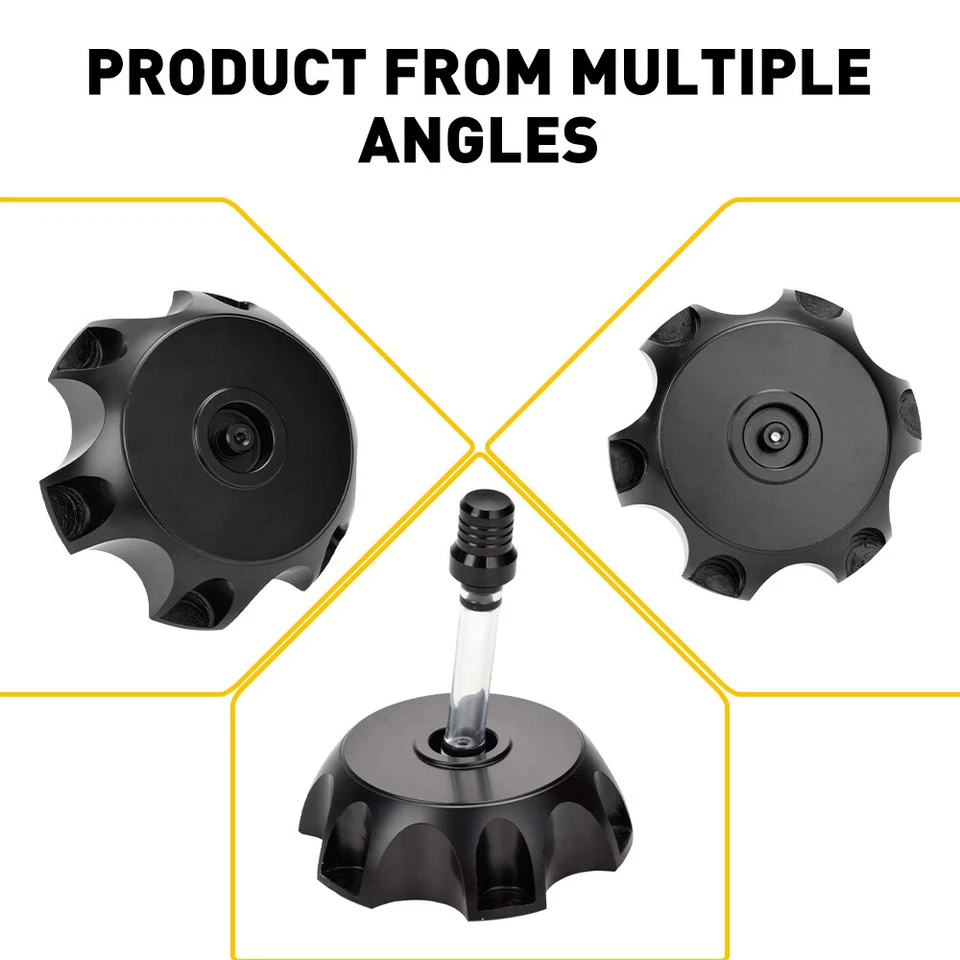 49mm Motorcycle Black Aluminum Petrol Fuel Gas Tank Cap Cover With Breather Pipe — 第 3/4 张图片