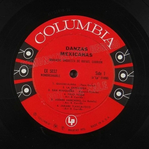 Orquestra Mariachi De Rafael Carrión – Danzas Mexicanas (Columbia – EX 5032) - Imagen 3 de 4