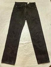 vtg 1997 Levi’s 505 MADE IN USA ORANGE TAB black jeans 30x30 90s denim straight