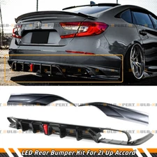 FOR 2018-22 ACCORD YOFER V2 LED REAR DIFFUSER+ MODERN STEEL METALLIC CORNER SPAT