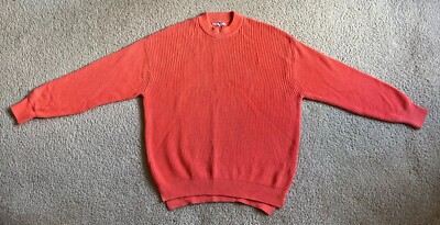 NEW ZARA Orange Sweater Vented Super Soft Cotton Crew Neck Mens