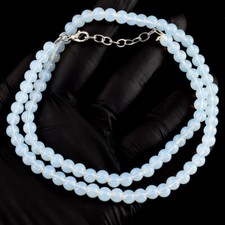 Collana di Perline Forma Tonda Opalite Meravigliosa Filo Singolo 141 Cts VK 17 E674