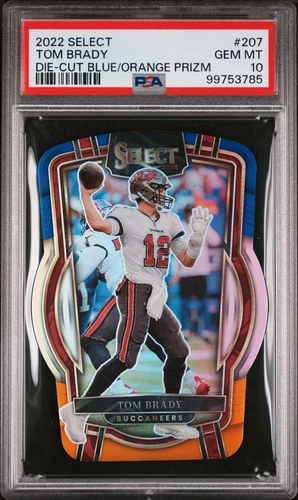 PSA 10 - 2022 Panini Select TOM BRADY Blue Orange Die-Cut Prizm 05/35 #207