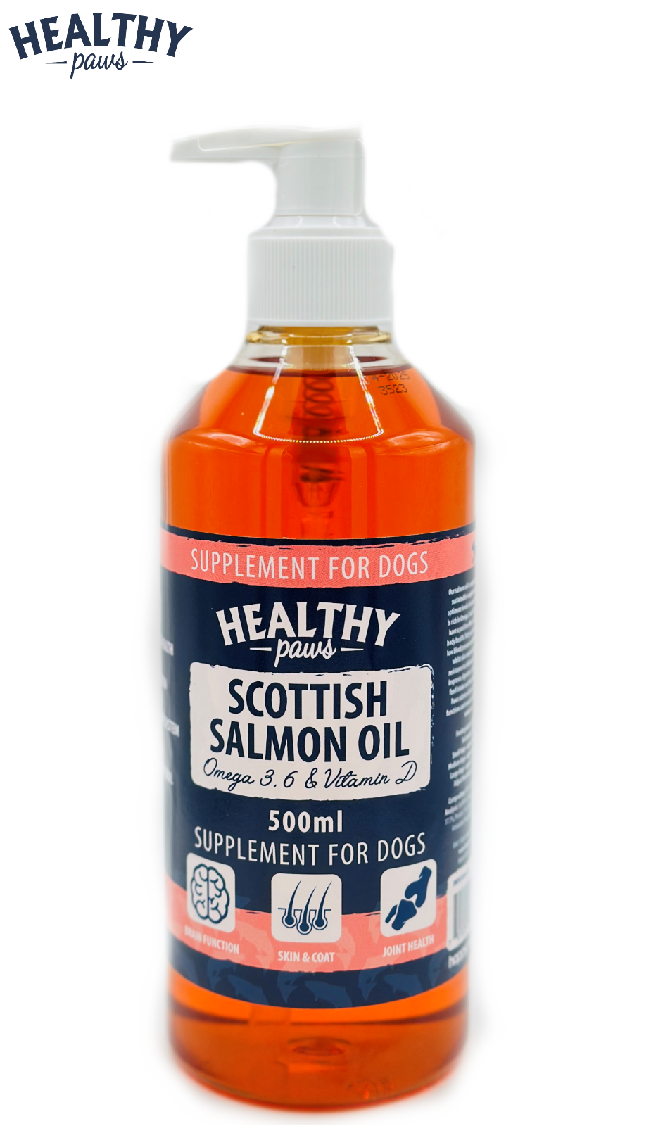 HEALTHY PAWS SCOTTISH SALMON OIL PET DOG CATS OMEGA 3 & 6 SUPPLEMENT 500ML