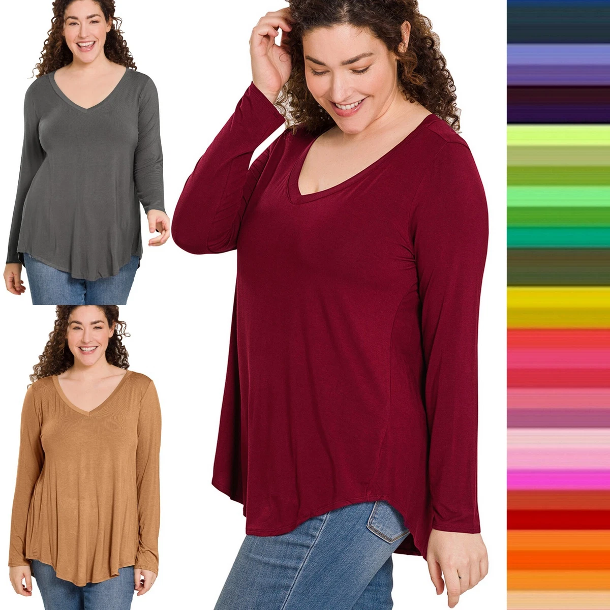 Plunging neckline plus size deals tops