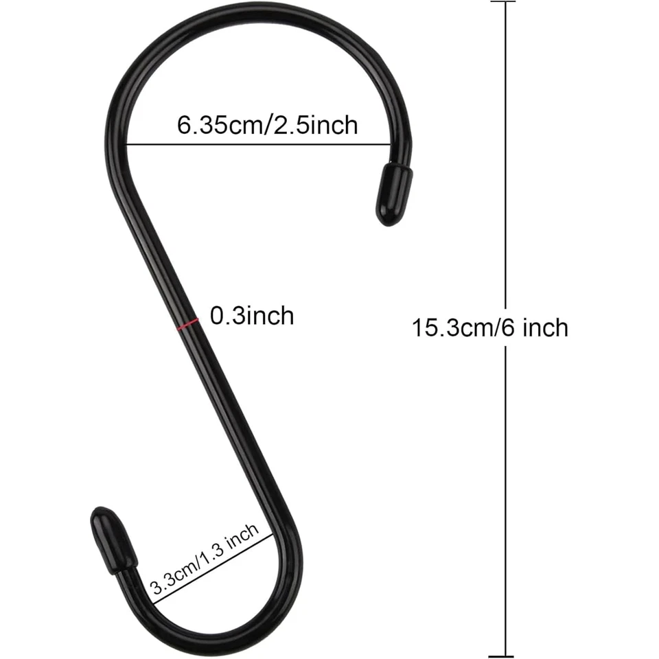 12 Pack 6 Inch Heavy Duty S Hooks, Large S Hooks for Hanging Plants, Vinyl Coate - Image 2 of 4