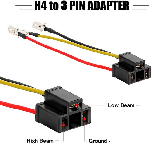 H4 9003 HB2 3 PIN Harness Socket Adapter Wires for 4x6" 7x6" 5x7 inch Headlights - Picture 5 of 6