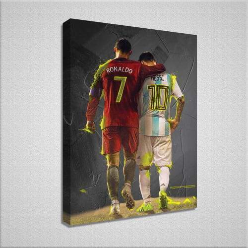 Wandbild auf Leinwand | Messi & Ronaldo | Kunstdruck | XXL Deko - Afbeelding 1 van 5