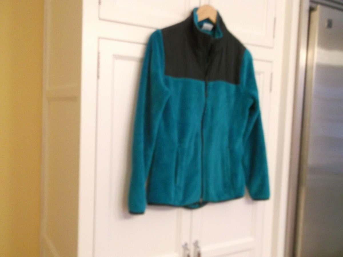 Danskin Now Turquoise and Black Fleece Full Zip Jacket, Size S, EUC