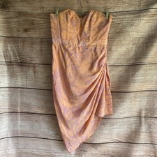 Zimmermann Dress ~ Size 2 Women's ~ Orange Purple Strapless Side Gather Boning