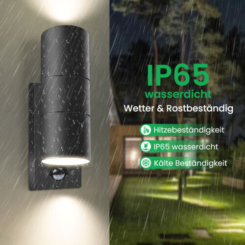 Up Down LED Wandleuchte PIR bewegungsmelder Außenlampe mit GU10 IP65 Wasserdicht - Bild 4 von 14