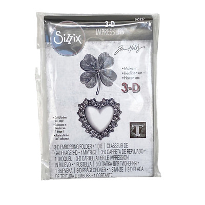 Sizzix 3-D Impresslits Tim Holtz LUCKY LOVE Four Leaf Clover 665227 NEW