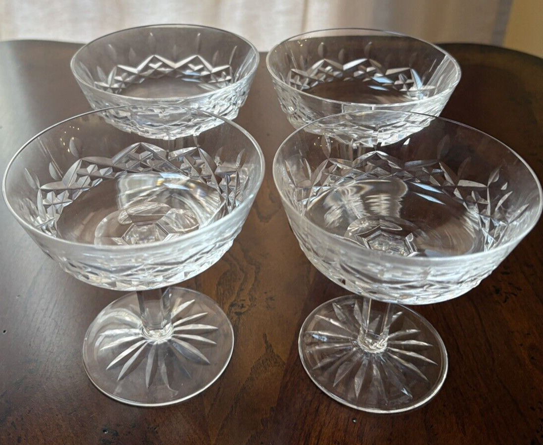 Vintage Waterford Crystal Lismore 4.25 Inch Sherbet Champagne Glass Set of 4
