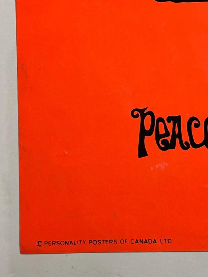 1960s HAPPINESS IS...Peace & Love Throughout the World BLACKLIGHT