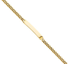 NEW 14K YELLOW GOLD CUBAN PLAIN KIDS ID BRACELET