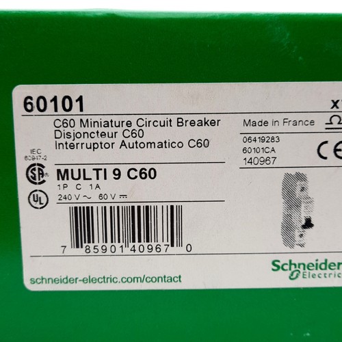 Schneider Electric 60101 Circuit Breaker, C-Curve, 1A 240VAC/60VDC, DIN Rail - Picture 2 of 6