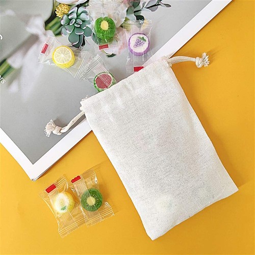 100PCS Calico Bag Drawstring Storage Bags Pouch Linen Tote Snack Gift Bags Bulk - Picture 7 of 17