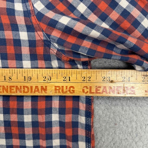 Life Is Good Button Up Shirt Men Large Orange Blue Plaid Classic Fit Long Sleeve - Picture 8 of 10
