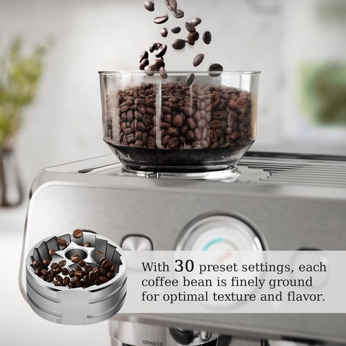 Cafetera espresso automática de 15 bares con espumador de leche varilla de vapor y molinillo - Imagen 7 de 8