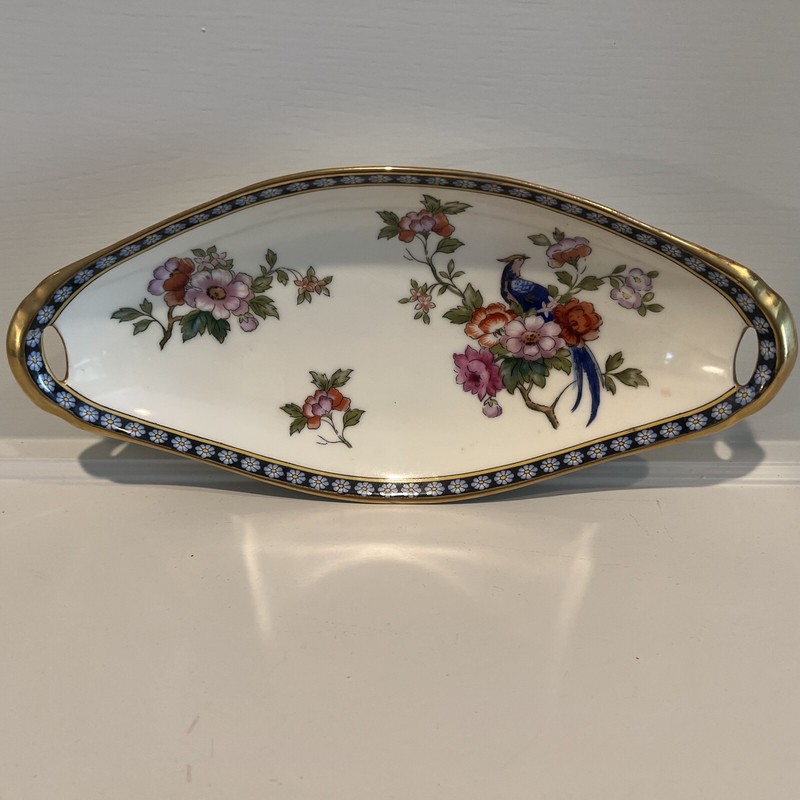 VTG "Hand Painted Japan" Porcelain Boat-shape Dish Gold Embellished