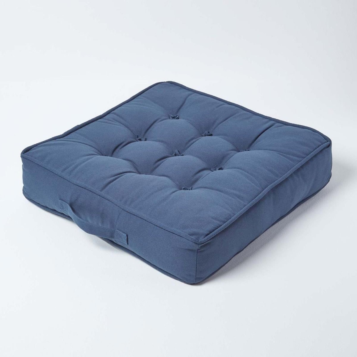 Navy Blue Cotton Armchair Booster Cushion Large 50 cm Square Seat