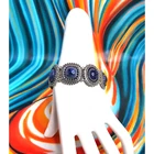 vintage victorian style silver tone lapis lazuli stretch bracelet