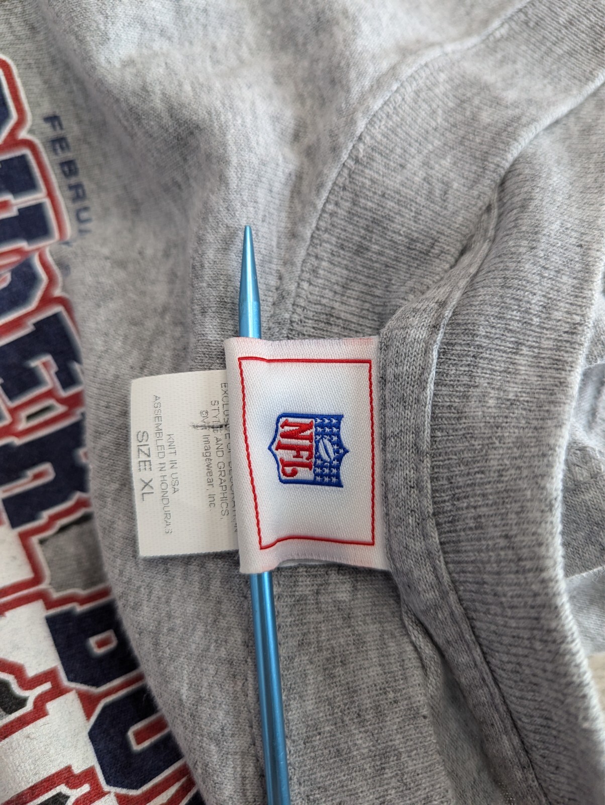 FILA Camicia a maniche corte NE Patriots Two in a Row Superbowl XXXIX grigia uomo XL NFL 2005