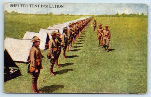 Postcard WW1 Military Patriotic "Shelter Tent Inspection" J82