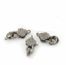 Fermoir En Diamant Pavé En Argent 925 Fermoir De Trèfle Fermoir De Homard.