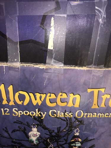 Halloween Lighted House & Tree With Spooky Glass Ornaments Costco Original Box - Picture 10 of 14