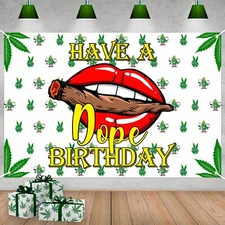 4 x 6ft Happy Birthday Party Have A Dope Decorations Banner White Green - Wee...