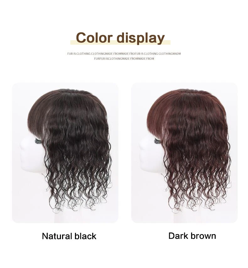 Peluca toupee ondulada rizada con flequillo plano cabello humano real Foto 4 de 4
