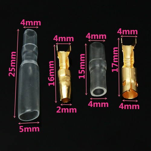 50 Set 3.9mm Motorcycle Brass Bullet Connector Terminal Male & Female With Cover - Picture 3 of 6