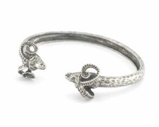 Ram Cuff Adjustable Bracelet Antique silver plated brass 65mm inner size 4031