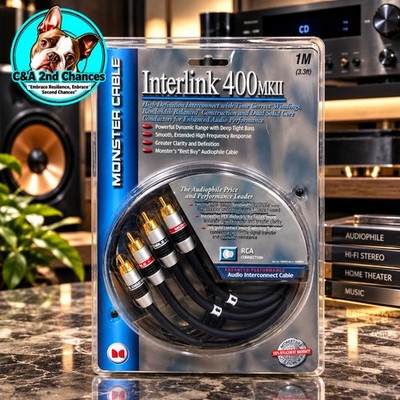 Monster Cable Interlink 400 MKII 1M 3.3ft RCA Audio Interconnect Brand New