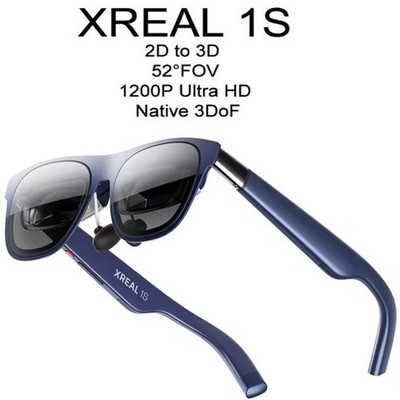 Xreal 1S Smart AR/XR Glasses with X1 Chip 500'' 52° FOV Native 3DoF REAL 3D 120Hz